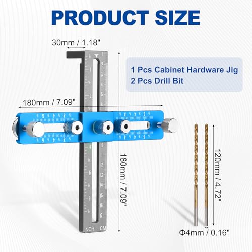 HARFINGTON Adjustable Cabinet Hardware Jig Cabinet Handle Template Tool - color: Blue