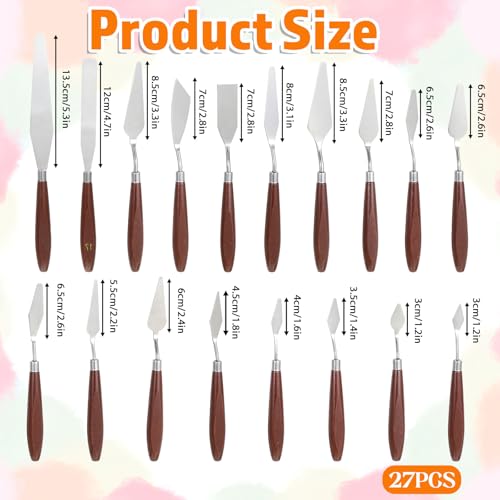 27 Piece Stainless Steel Palette Knife Set, Painting Knives