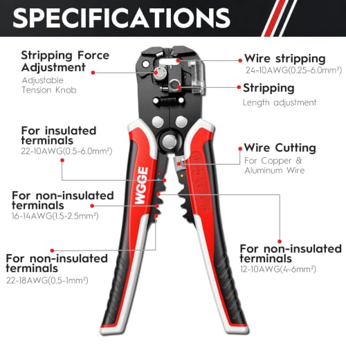 WG-014 3-in-1 Self-Adjusting Wire Stripper, Cutter and Crimper, 10-24 AWG