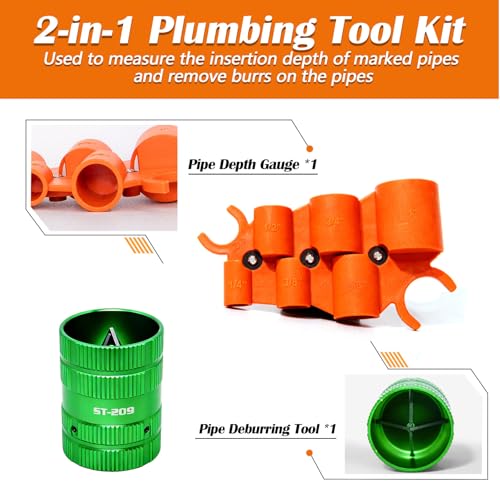 1/4'' - 1'' Depth Gauge and Pipe Deburring Reamer 1/4" to 1-5/8" Tool Kit