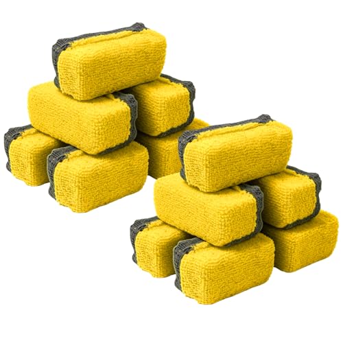 12 PCS Ceramic Coating Applicator Sponge, Microfiber Car Detailing Applicators Sponge Pads, Universal Automotive Sponges Applicator for Wax Sealant Paint Application (Yellow & Dark Gray) - color: Yellow & Dark Gray