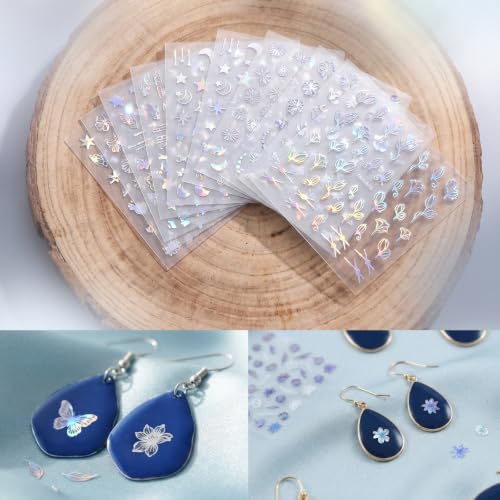 60 Sheets Aurora Nail Stickers for Nail Art, Star Art Stickers