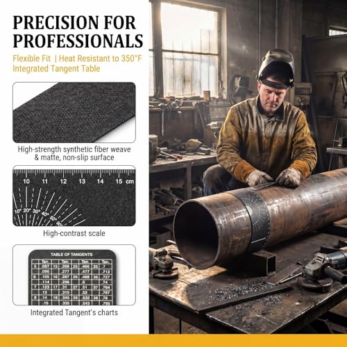 2 Pcs Pipe Wrap Around with Scale, 1"-16" Heat Resistant Layout Tape & Tangent Chart, Marking Tool for Welders & Pipefitters