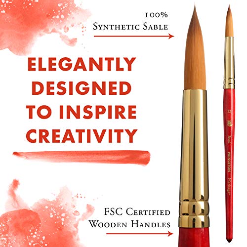 Princeton Heritage, Series 4050, Synthetic Sable Paint Brush for Watercolor, Round, 12 - size: Size 12
