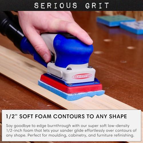 Serious Grit - 3x4 1/2" Foam Sanding Pads - 120-150 Grit Finish - 10 Pack - size: 120-150 Grit, style: 12.7mm Foam