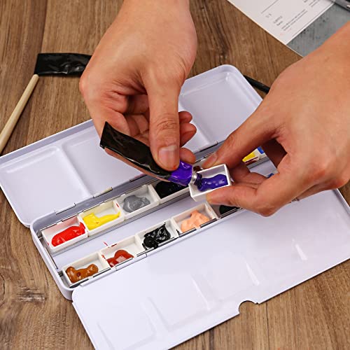 MYARTOOL Empty Watercolor Palette, Empty Watercolor Tins Box Palette Paint Case with 12 Empty Full Pans, Paint Tray Palette Suitable for Oil, Acrylic, Watercolor Painting - color: Colorful, size: 12 PCS Empty Full Pans