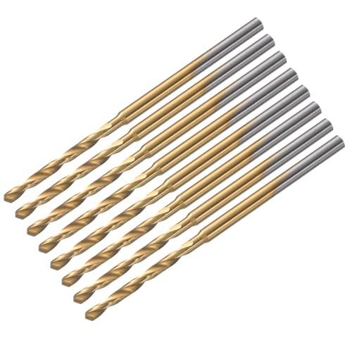 uxcell 8Pcs 1.8mm Mini Twist Drill Bit, Micro Engraving Drill Bits High-Speed Steel 2.35mm Shank Titanium Coated for DIY Resin, Amber and Wood - size: 1.8mm