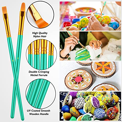 Artstorys 10Pcs Paint Brush Set, Small Round Detail Tips, Green - color: Green,nickel