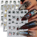 3 Sheets Halloween 5D Embossed Cute Ghost Nail Stickers Self-Adhesive Spider Web Spiders Nail Decals Horror Eyes Spider Nail Art Supplies Nail Accessories for Women Acrylic Manicure Holiday Supplies - style: pumpkin
