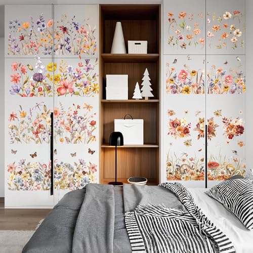 8 Pcs Boho Floral Rub-On Transfers for Furniture & Crafts - color: Boho Floral