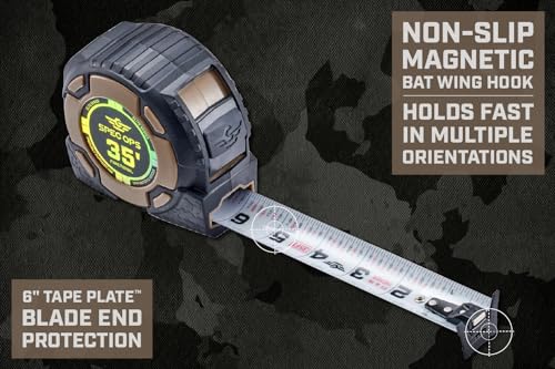 Spec Ops Elite Heavy Duty Tape Measure, Premium, 35' Magnetic + Fractional - color: Magnetic + Fractional, size: 35-Foot