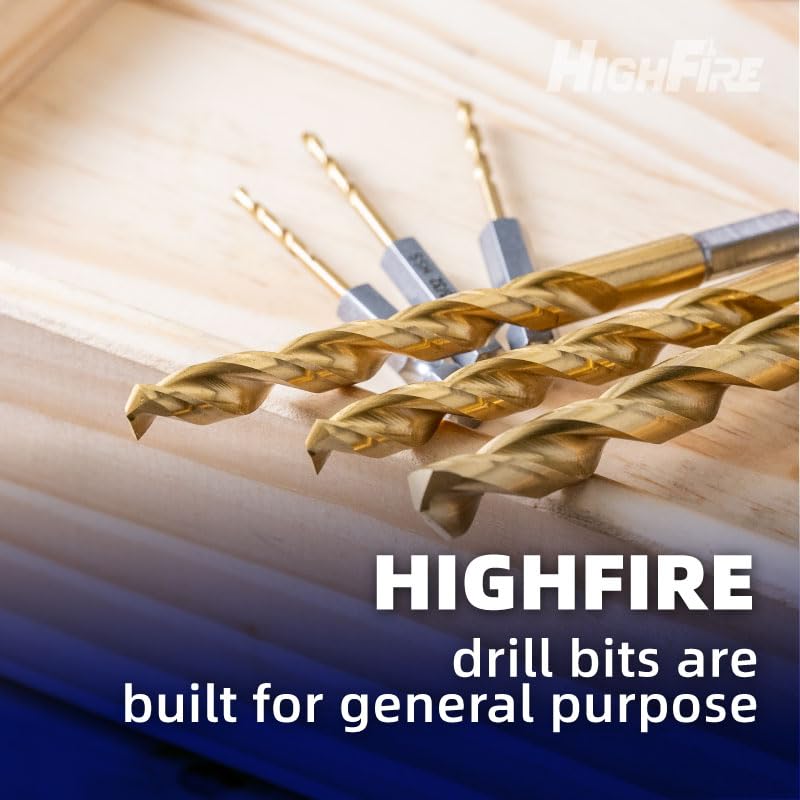 HIGHFIRE 5/16" 135 Degrees Split Point Drill Bits, Hex Shank Twist Drill Bits, DIY Purpose Drill Bit Set, HSS Titanium Drill Bit, Hex Drill Bits for Steel (Pack of 6 Identical Pcs) - size: 5/16"(6pcs)