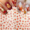2 Sheets Fall Maple Nail Stickers for Nail Art, Self-Adhesive Nail Decals - color: Fall Maple