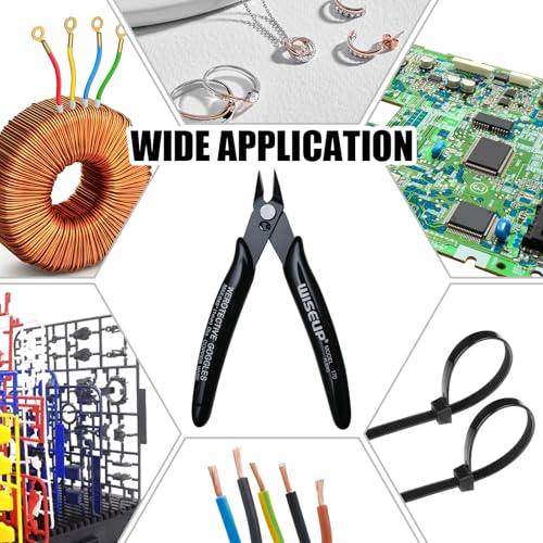 WISEUP 5pcs Small Wire Cutters, 170 Micro Flush Cutter Side Zip Tie Cutter