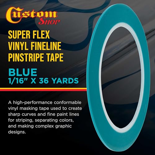 Custom Shop Vinyl Fineline Pinstripe Tape, Blue 1/16" x 36 Yard Roll - size: 1/16-Inch x 36-Yards