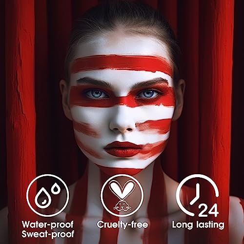 BADCOLOR Red Face Body Paint Eye Black Stick, Cream Blendable Face Painting Sticks for Sports Softball Football Baseball, Facepaint for Halloween Clown Joker Devil Cosplay Costume Parties Events - color: 1PCS Red