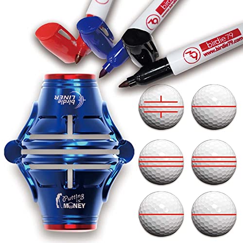 BIRDIE79 360-Degree Golf Ball Marker Alignment Tool Kit, 3 Pens, Gift Box - style: Birdie Blue