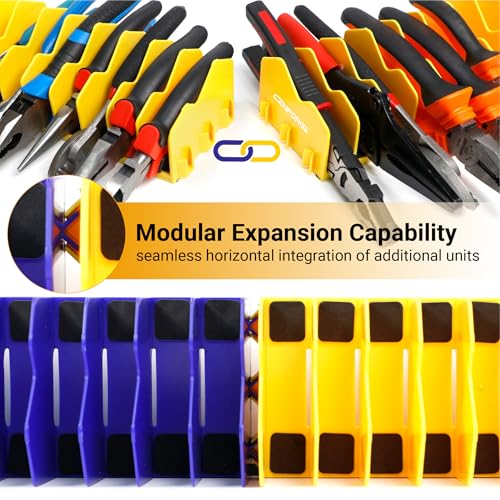 Cenfoge Plier Organizer, Plier Rack, Plier Holder and Cutter Organizer with Non-Slip Rubber Base, PlierOrganizer for Tool Box Drawer, 40 Slots, Tool Storage, Plier Rack (4 PC-Yellow) - size: 4 PC-Yellow