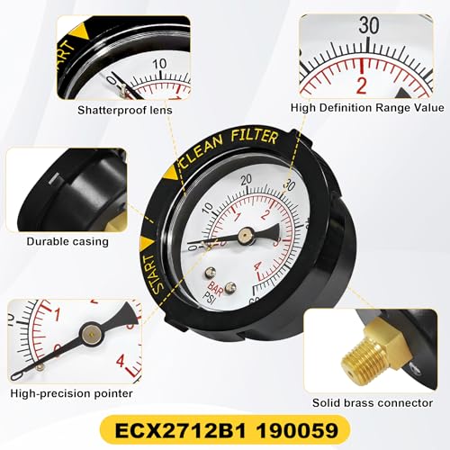 ECX2712B1 190059 Pressure Gauge Fits Pen-tair Pool/Spa Valve and Filter - size: 190059 ECX2712B1