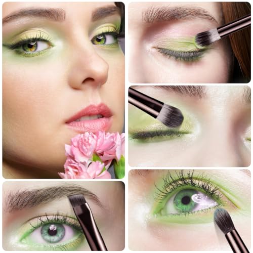 Eye Makeup Brush Set, 6 Pcs Professional Blending Eyeshadow Makeup Brushes for Concealer Eyebrows Eyeliner, Soft Hairs & Wood Handle…… (coffee 6pcs) - color: coffee 6pcs
