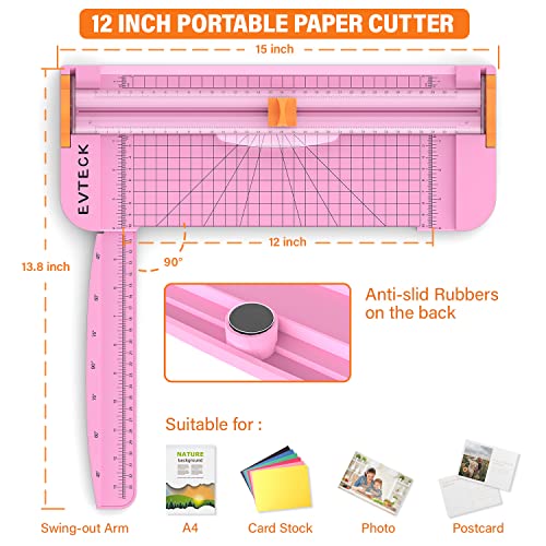 Evteck A4 Paper Cutter Slider Trimmer for Cardstock Photo Vinyl - color: Pink