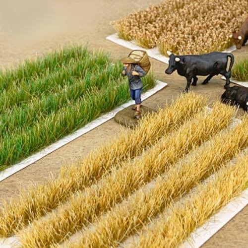 2boxes Miniature Wheat Mat Strips Craft Mini Railway Strip Railroad for Sand Greenery Models : Turf Static Model: Shrubs Tufts Self Diorama Grass Model ： Scene, Scenes