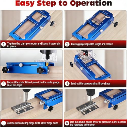 Aluminum Alloy Door Hinge Jig for Door and Jamb/Frame (Blue) - color: Blue