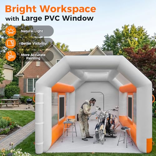10x8.5x7ft Inflatable Paint Booth, Light Water-Resistant 210D Oxford Portable Spray Booth with Powerful Blower, Professional Mobile Workshop for Car Parts Furniture Crafts - size: 10*8.5*7 ft
