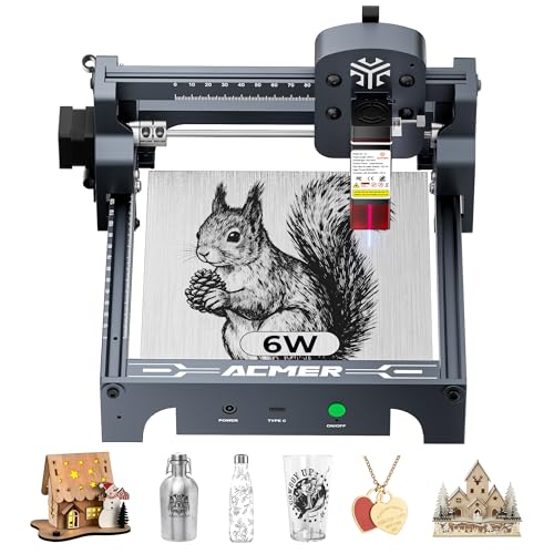 ACMER S1 Laser Engraver Machine, 6000mW Lazer Cutter for Wood and Acrylic - color: Silver, White-6