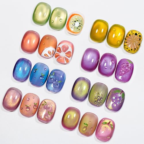 MIZHSE Cat Eye Gel Nail Polish, Fruit Colors Magnetic Gel Polish Set Gift - color: Fruit Cat Eye Gel