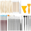43PCS Polymer Clay Tools Kit, Clay Sculpting Art Tool Set with Wooden Carving Tools, Ball Stylus, Silicone Scrapers, Art Brushes & Detail Needles for Pottery, Modeling, DIY Crafts for Beginners-Black - color: 43Pcs-Black