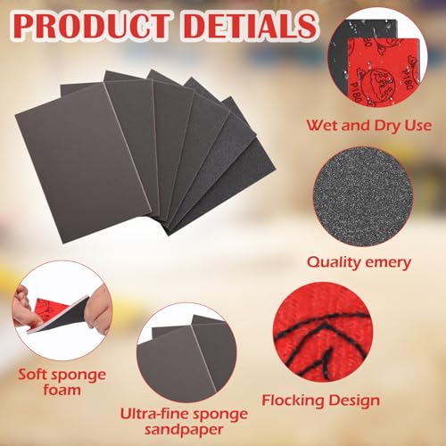 18Pcs Sanding Sponge Set with Gloves, 3 x 4 Inch