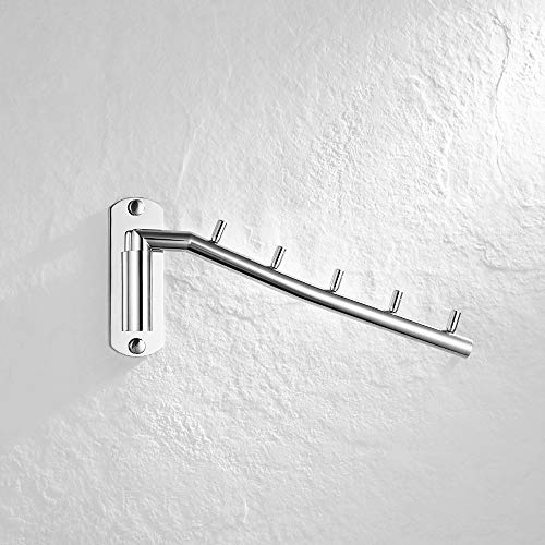 JQK Folding Clothes Hanger Rack, Stainless Steel Swing Arm Hook Holder, Clothing Hanging System Drying Closet Storage Organizer Chrome Wall Mount, SHR100-CH - color: Chrome