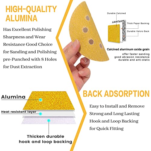100PCS 5 Inch Sanding Discs 320 Grit Random Orbit Sander Sandpaper - style: Advanced Aluminum Oxide