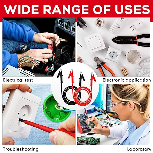 Dunzy 8 Pcs 3.3 ft Dual-Ended Alligator Clip Test Lead 14 Gauge Jumper Wire - size: 3.3 Ft