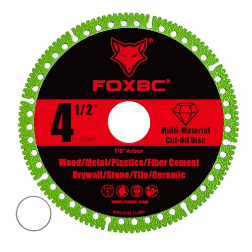 FOXBC 4-1/2 Inch Indestructible Multi-Material Cut Off Disc for Angle Grinders, 7/8" Arbor - 3 Pack