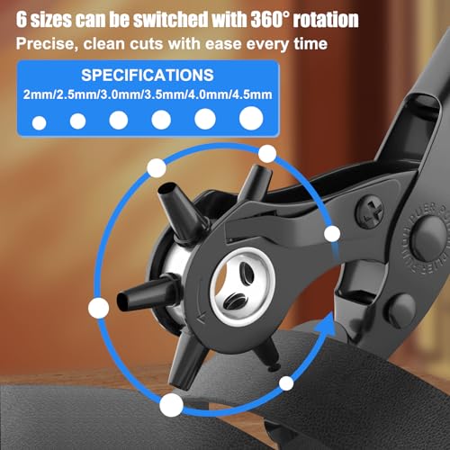 Diyife Professional Leather Hole Puncher, Punch Tool Kits for Belts, Blue - color: Blue
