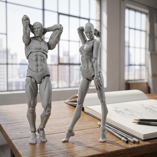 Body Kun Artist Manikin Figure Drawing Supplies Drawing Tools, Mannequin for Artists Drawing Figures Model for Sketching, Painting, Artists Male (Grey) - color: Grey