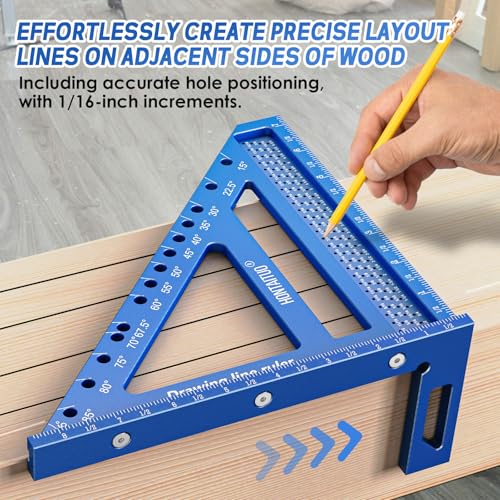 8.5-Inch 3D Large Carpenter Square for Multi-Angle Measuring and Marking - color: Blue