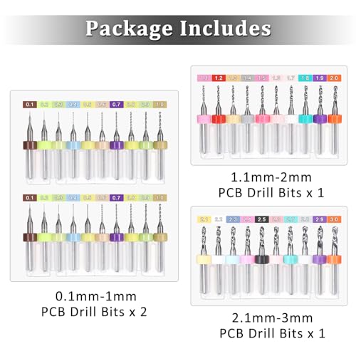 OwnMy 40PCS PCB Drill Bits from 0.1mm-3.0mm Micro Drill Bits Set