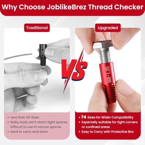 Thread Checker, 74pcs Nut and Bolt Thread Checker, 39 Inch & 35 Metric Box Set Thread Gauge, Thread Checker Standard and Metric Suitable for Size Checker of Bolts or Nuts in Narrow Areas - size: 74 Thread Checker