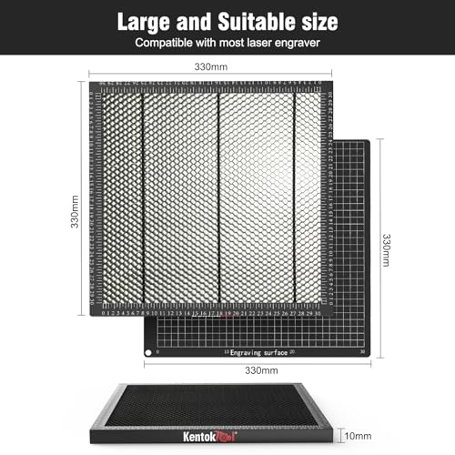 Work Table Desk Protector, Honeycomb Bed 330 x 330 mm Working Area, Honeycomb Panel with Metal Tray, for All Laser Engravers and Laser Cutters, CNC Cutters, Laser Engraving Machine