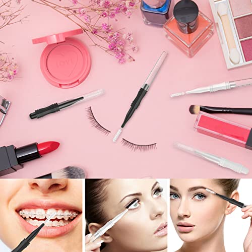 100 Pcs Micro Eyebrow Brush With Cap - Spoolie Lamination Brush 2 Size Multifunctional Spooly Lash - color: 100 Pcs