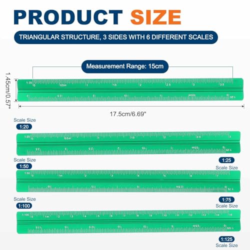 HARFINGTON Architectural Scale Ruler 7" Metric Aluminum Alloy Green - color: Green, size: 7 Inch