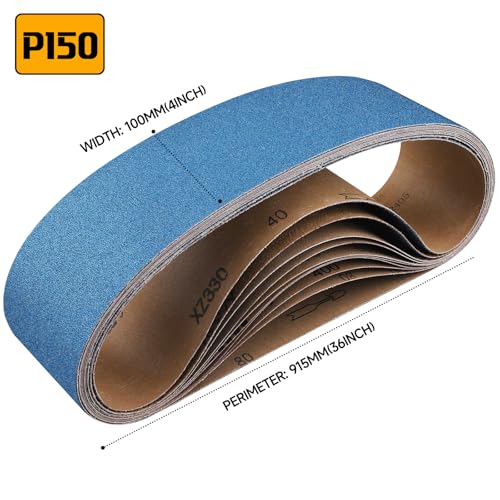 10-Piece Premium 4 x 36 Inch Zirconia Sanding Belts 150 Grit - color: 150 Grit, size: 4x36 Inch