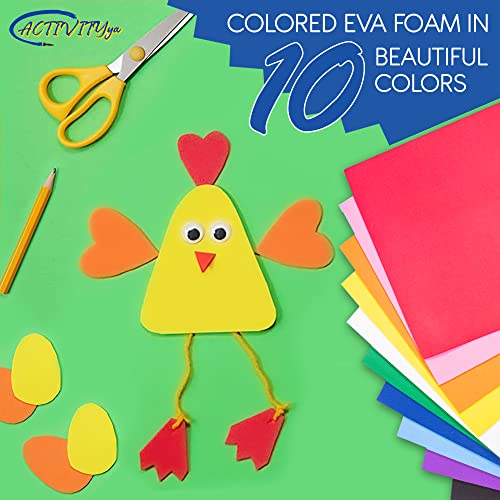 Blue EVA Foam Sheets, 9 x 12 Inch, 2mm Thick Handicraft Foam Paper for Arts and Crafts, by ACTIVITYya - 10 Sheets - color: BLUE