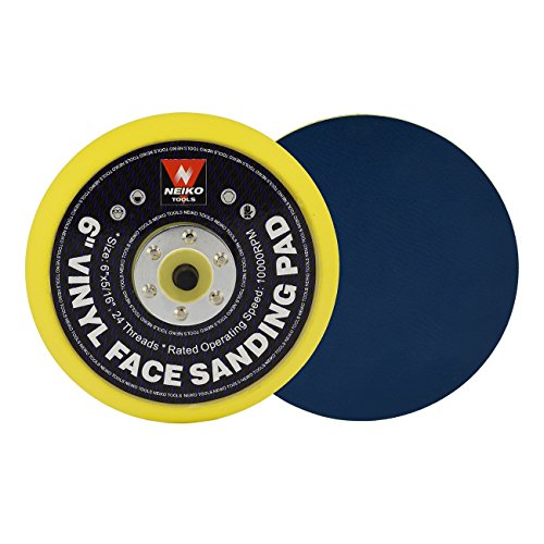 NEIKO 30262A 6" Sanding Pad with Vinyl PSA Backing, 5/16” Arbor with 24 Thread Mounts, 10,000 RPM, Sanding Pads are Ideal for Orbital and Dual Action Sander - size: 6" Standard, style: PSA (Sticky-Back)