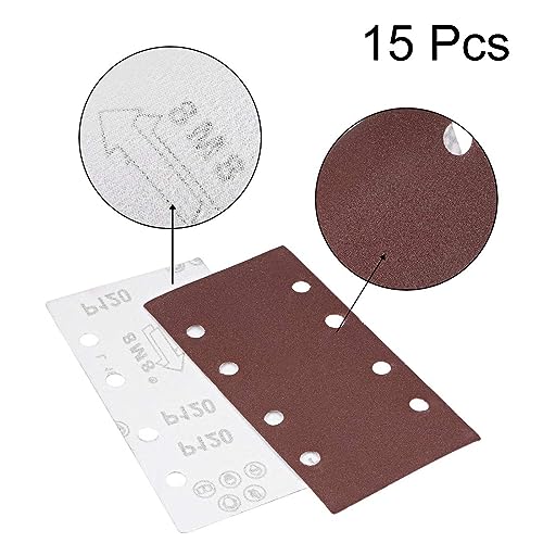 Hook and Loop Sanding Sheet Sander Sandpaper 8 Hole 120 Grit 15pcs for 1/3 Sander - size: 120Grits