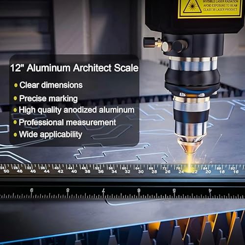 Architectural Scale Ruler, Imperial Measurement, Architect Triangular Ruler - color: Black