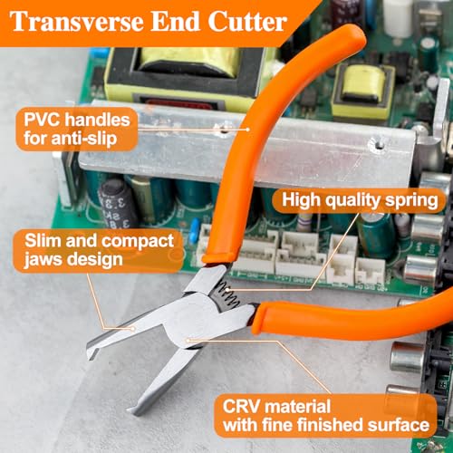 SPEEDWOX 5" Transverse End Cutter With Flush Jaw 7mm SMT/SMD Chip Side Cutting Pliers Front Angle Model Nipper Plastic Model Tools for Quick Removal of PCB Surface Mount Components - style: 7mm